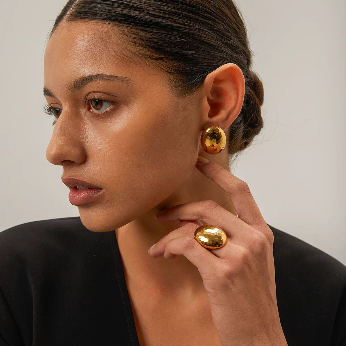 New Style Fashion Classic Texture Snake Design Layer 18K Gold Plated Plated Stainless Steel Opening Rings