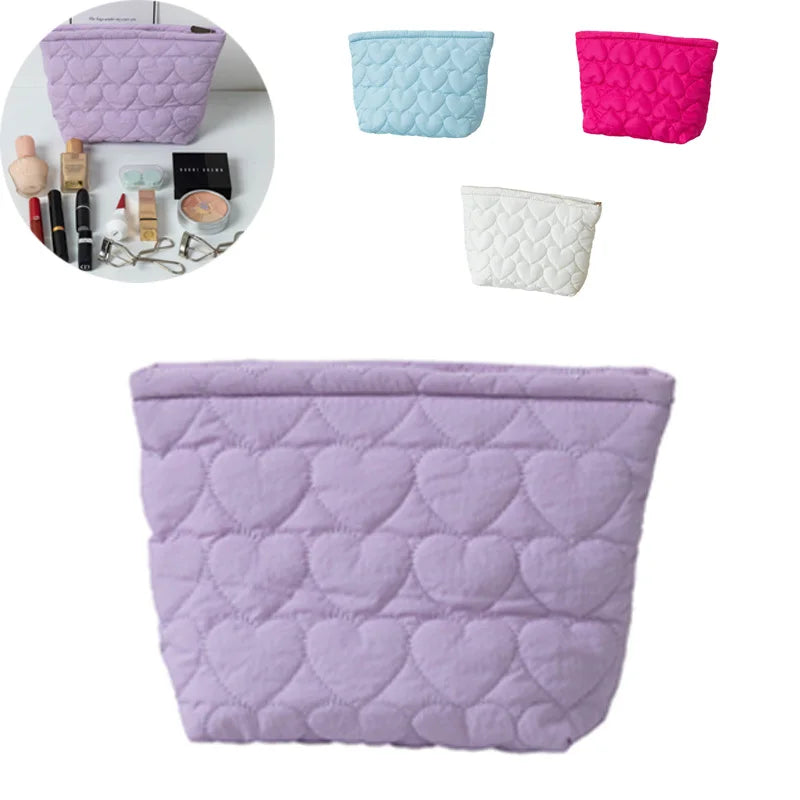 Qetesh Design Quilted Cosmetic Bag for Women Customization Multi-functional Solid Color Cute Cosmetics Storage Makeup Bag