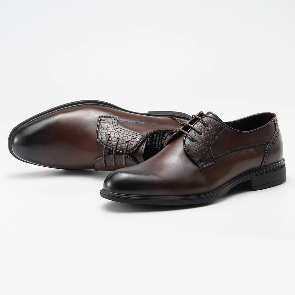 2023 New Design Wear-Resistant Genuine Leather Derby Shoes for Men Formal Business Shoes Soft Breathable Dress Shoes