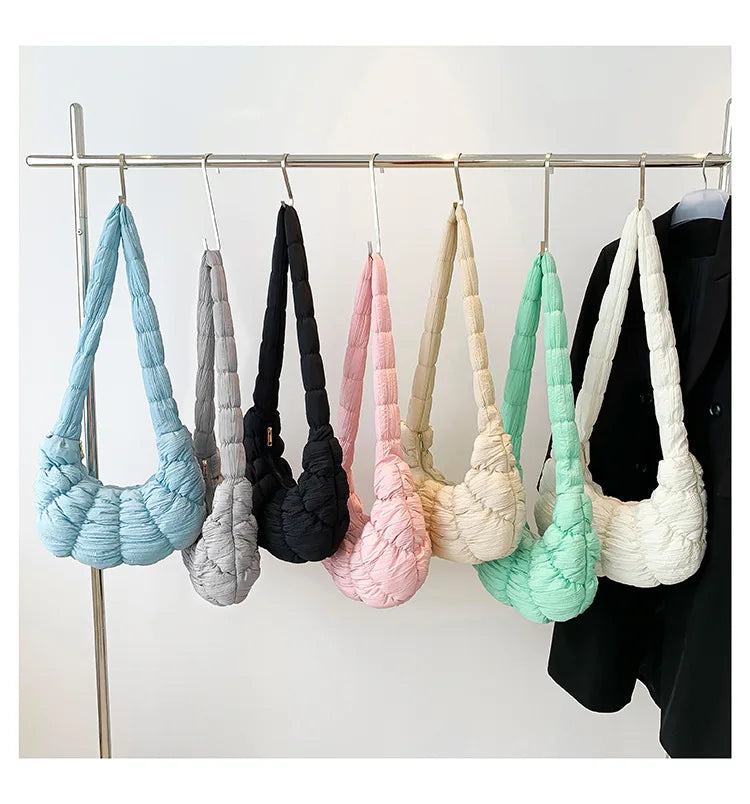 Fashion Puffer Cloud Ruffles Crossbody Bags Shopping Quilted Pleat Croissant Bags Large Capacity Bubbles Women Shoulder Bags