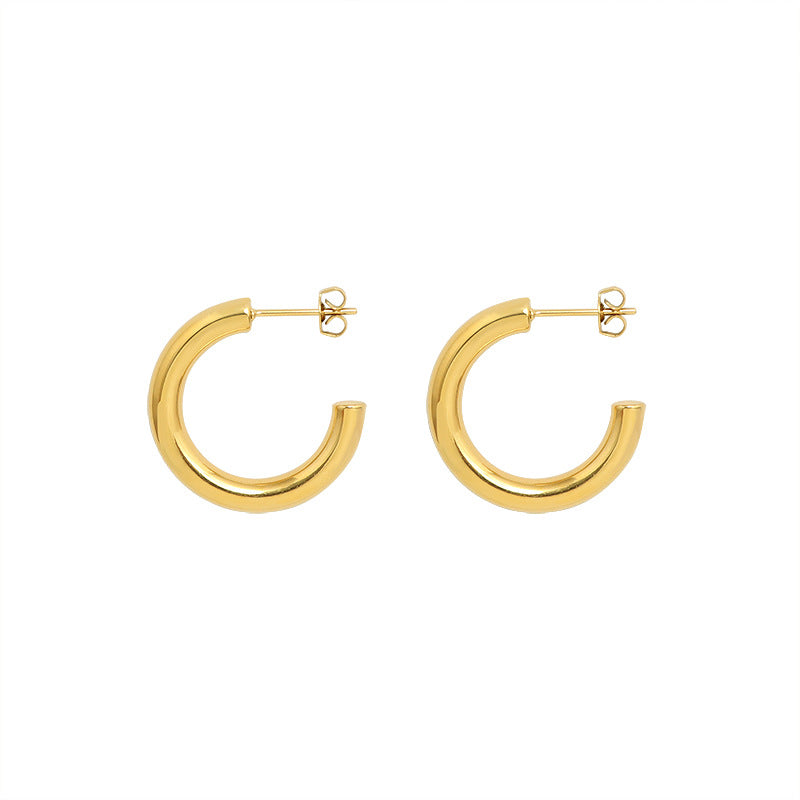 MARONEW Vintage Custom Chunky Waterproof Jewelry 18K Gold Plated Thick Loop Statement Stainless Steel Hoop Wedding Party