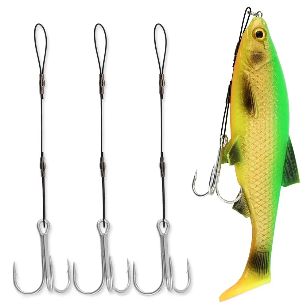 Spinpoler Pike Shad Fishing Stinger Rig Soft Lure Fishing Treble Hook Trailer Hook Fishing Tool Coated High Stainless Steel L