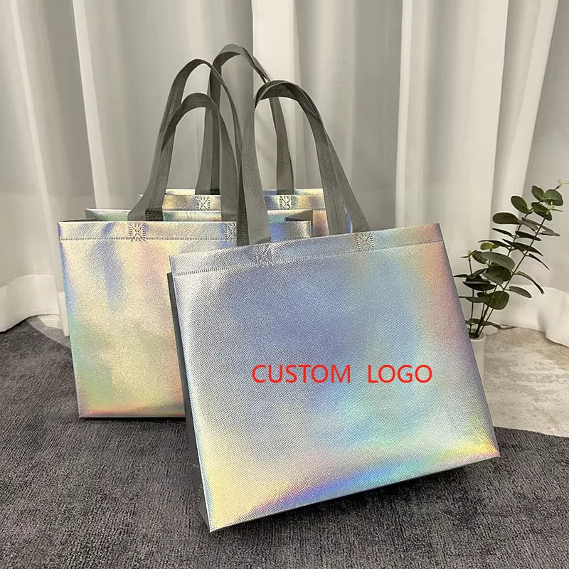 2025 High-End Laser Single Shoulder Non-Woven Fabric Shopping Bag for Carrying Clothing to Store