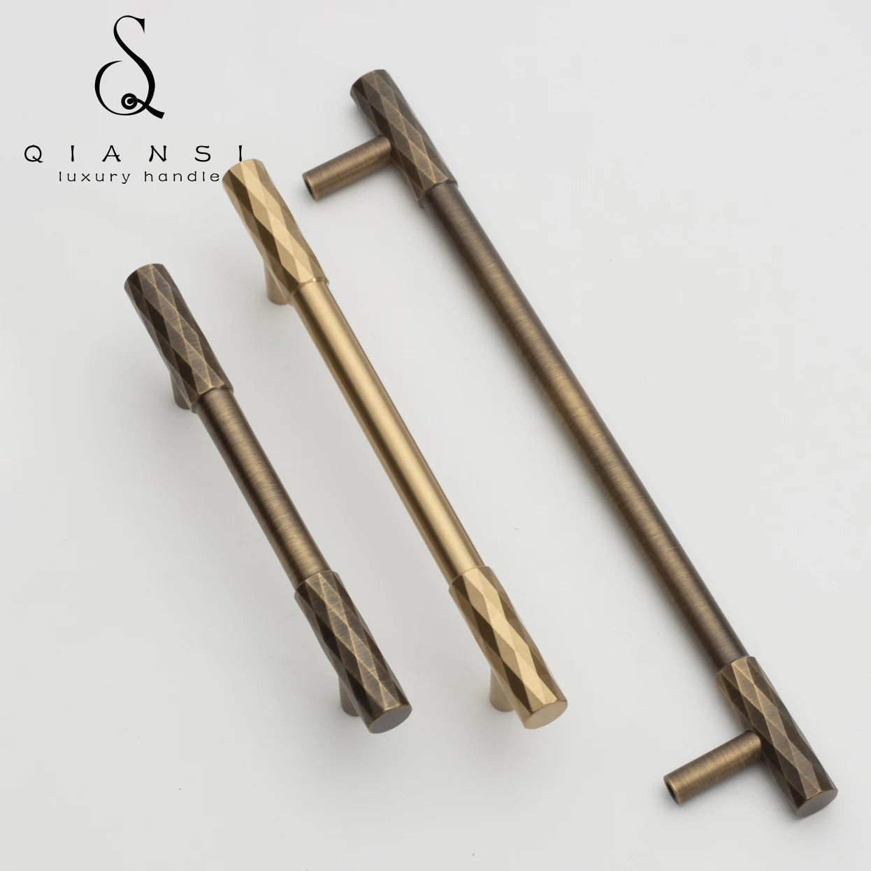 New Industrial Modern Style Brass Round Bar Cabinet Handles Diamond Knurled Furniture Kitchen Drawer Door Knob Cupboard Pulls
