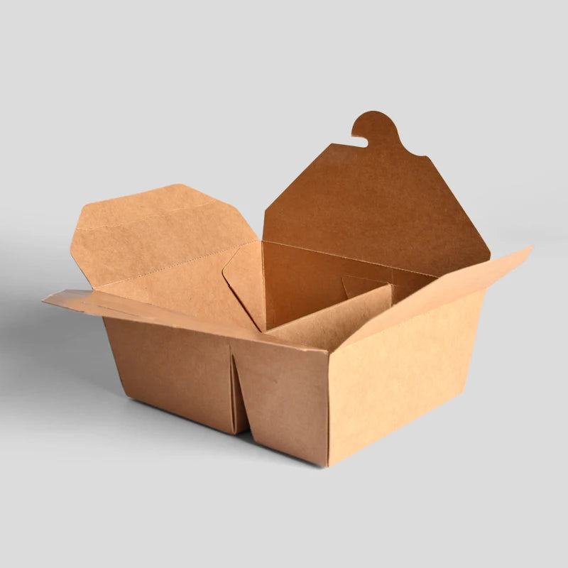 SenAng05 Hot Selling Recycled Brown Kraft Paper 1000ml 2 Compartments Packaging Box Salad Sandwich Takeaway Food Lunch Box