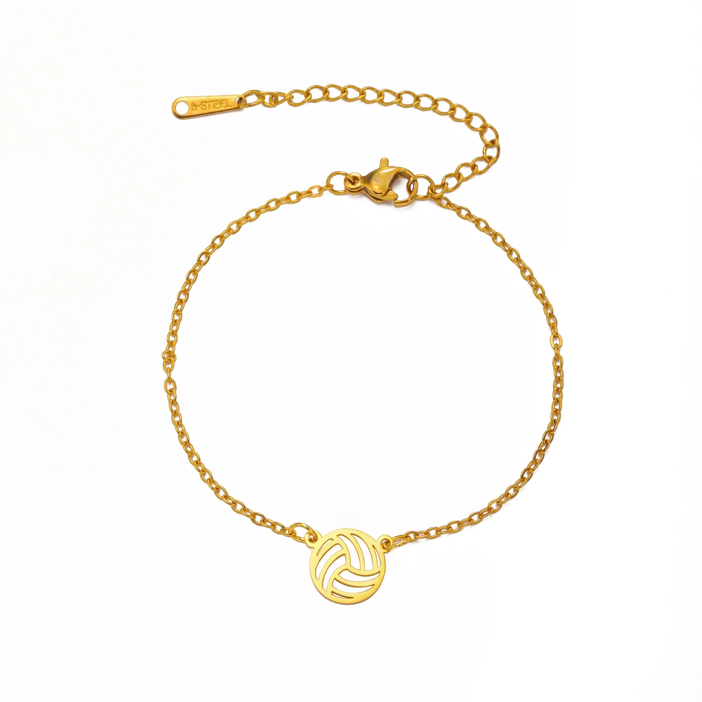 Volleyball and Tennis Charms Bracelet for Women Fashion Casual Sporty Hollow Pendant Stainless Steel Jewelry Gifts Wholesale