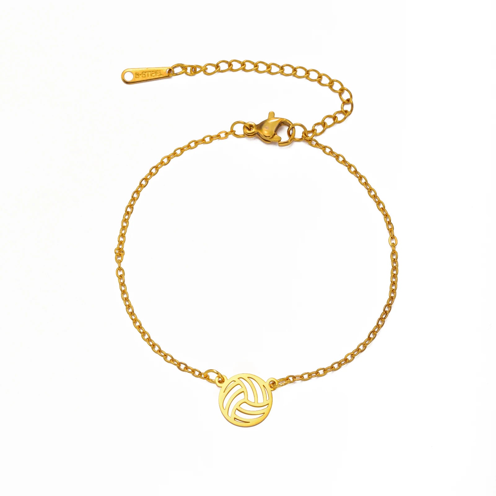 Volleyball and Tennis Charms Bracelet for Women Fashion Casual Sporty Hollow Pendant Stainless Steel Jewelry Gifts Wholesale