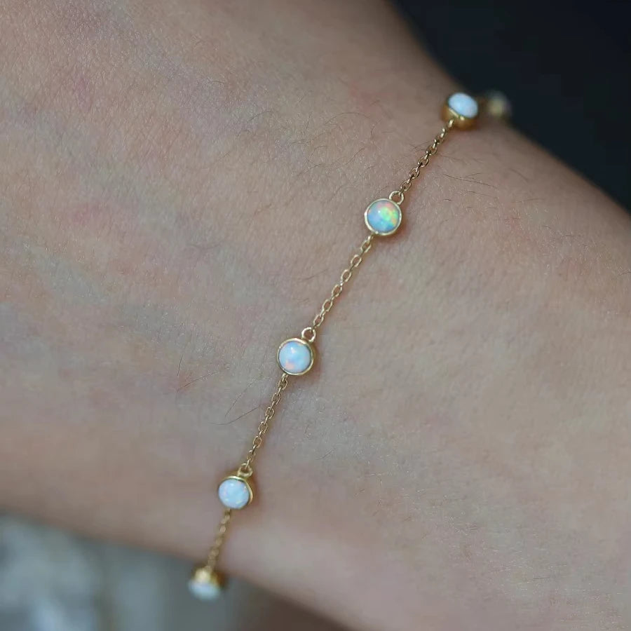Opal Silver 925 Bracelet 18 K Gold Plated Jewelry Opal Stone Charm Bracelet for Girls Fashion Jewelry Bracelets