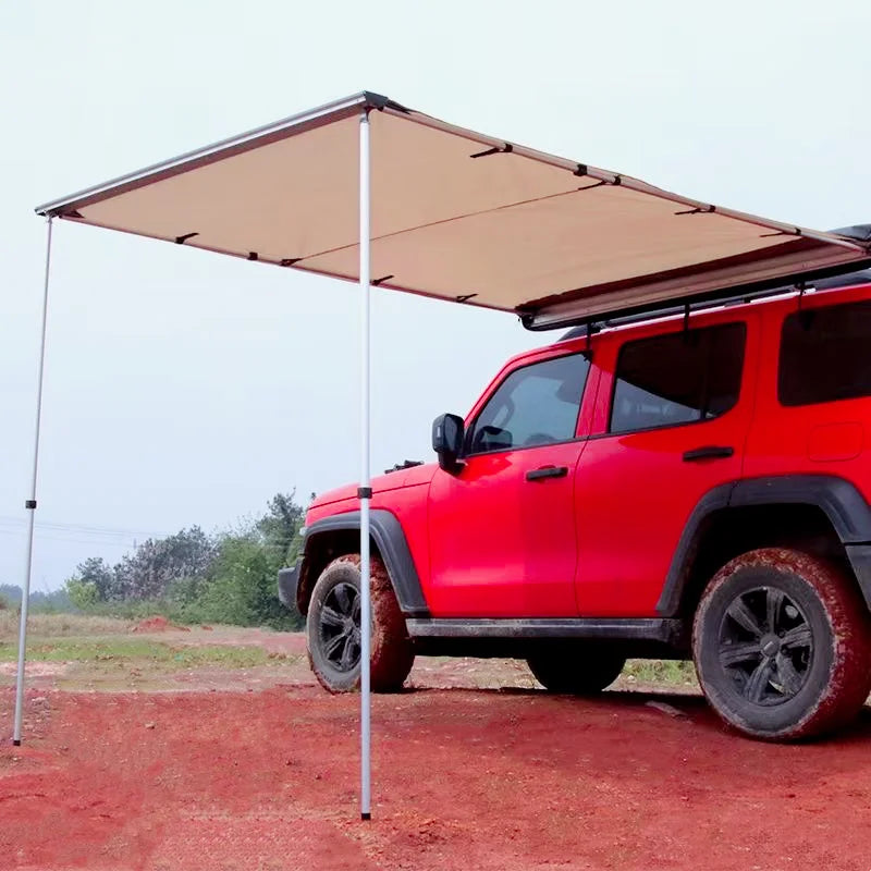 Weatherproof Retractable Four-Season Camouflage Car Side Awning Aluminum Telescopic Pole Vehicle Roof Rack Pull-Out Sun Shade