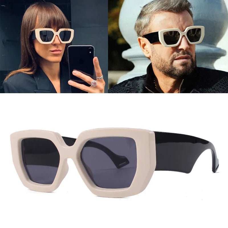 2025 Hot Selling Big Frame Two Color Design Unisex Thick Frame Sunglasses Vintage Sunglasses Retro Trending Sunglasses for Wo