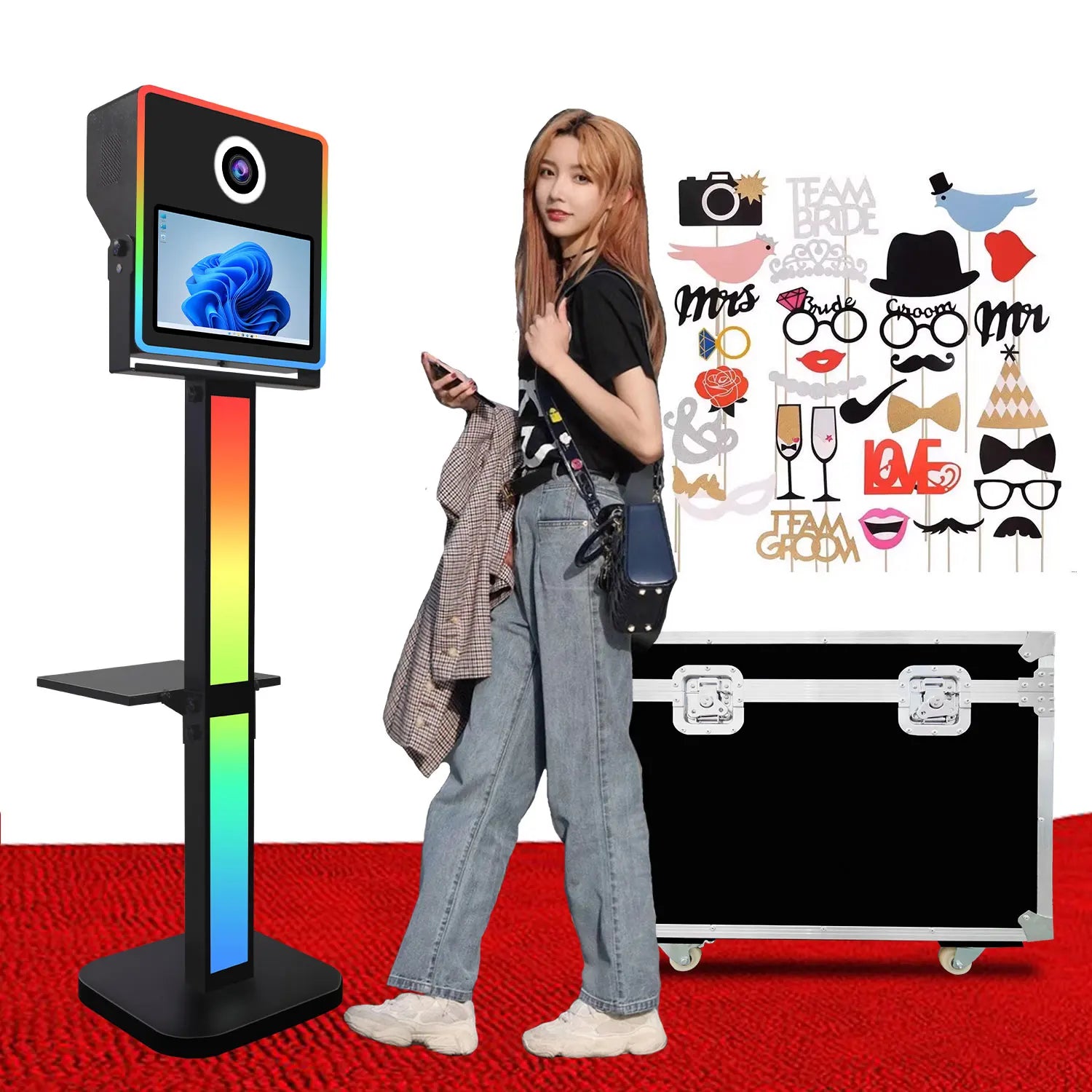 Easy to Install DSLR Camera Photo Booth Machine With 15.6 Inch Touch Screen DSLR Photobooth Shell Stand for Party and Events