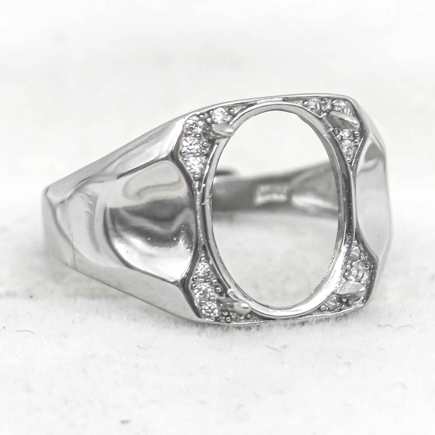 Sterling Silver 10*14mm Semi Mount Men's Ring Frame Empty Blank Claw Setting S925 Base Holder Without Center Stone for DIY In