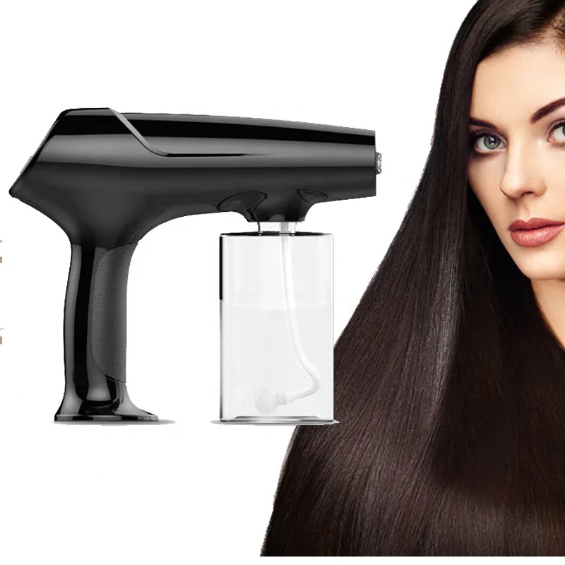 Hair Care Nano Fine Mist Blue Light Spray Gun Wireless USB Rechargeable 340ml 1-1.5m Spray Distance Aftershave Barber Steam