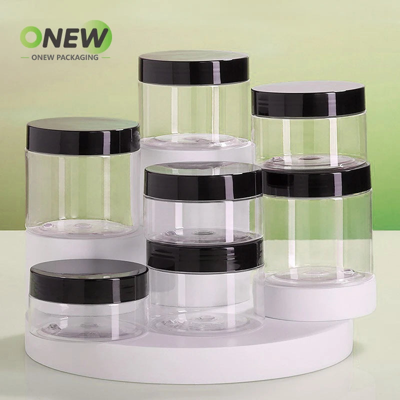 100ml 250ml 300ml 400ml 500ml 1000ml Plastic Metal Cap PET Recycled Cosmetic Plastic Container with Lid
