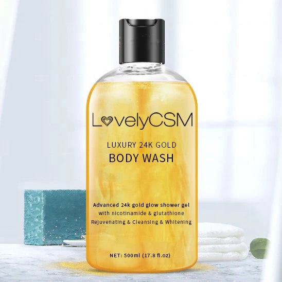 AiXin OEM Wholesale 500ML Rejuvenating Moisturizing Cleansing Whitening Liquid Soap 24K Gold Body Shower Gel Organic Body Was