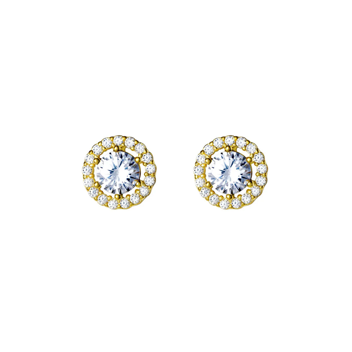 Factory Wholesale Best Price 925 Sterling Silver Small Earrings Round Circle Full Diamond Gold Plated Stud Earrings for Women