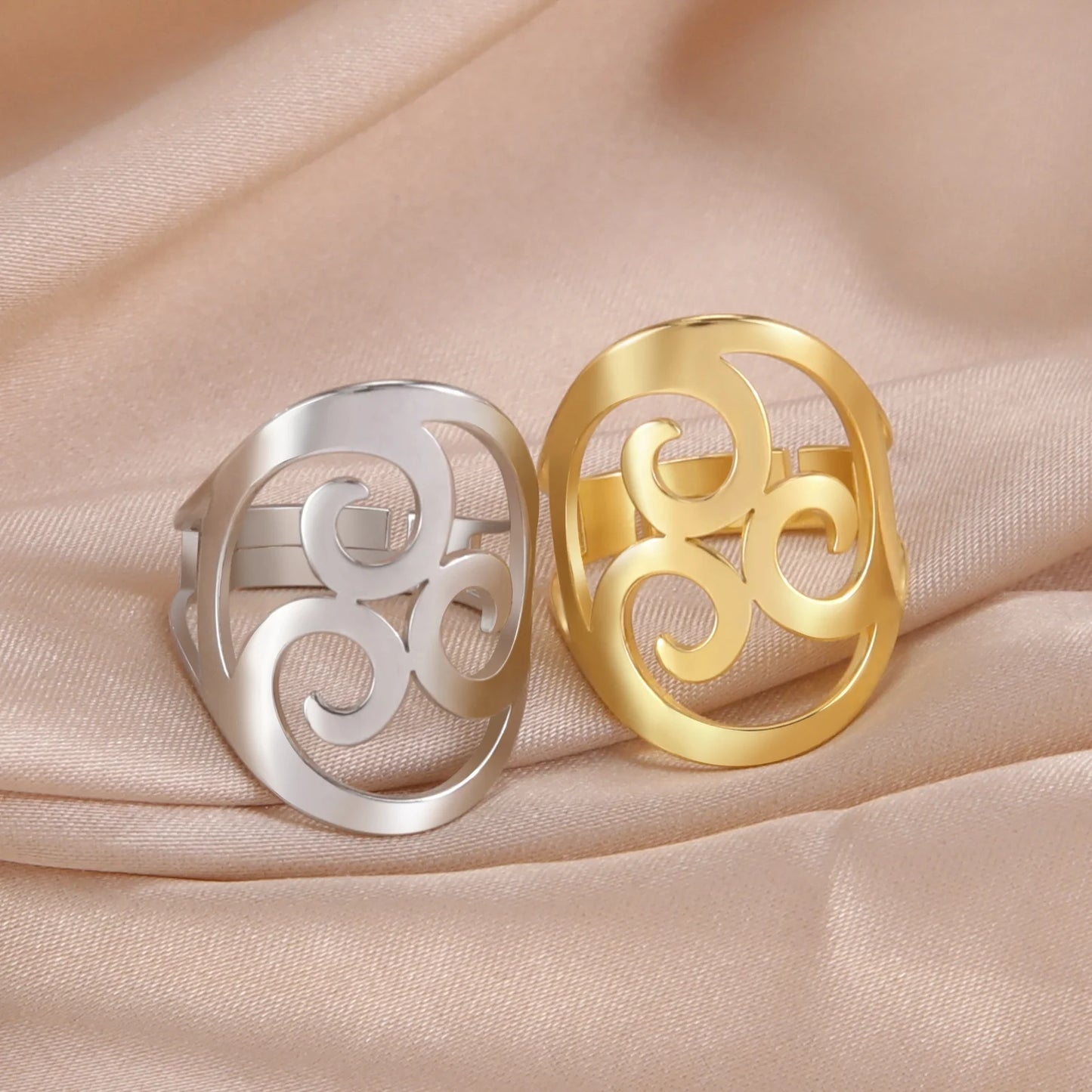 Celtics Triple Spiral Triskelion Ring for Men Women Triskele Symbol Irish Amulet Stainless Steel Jewelry