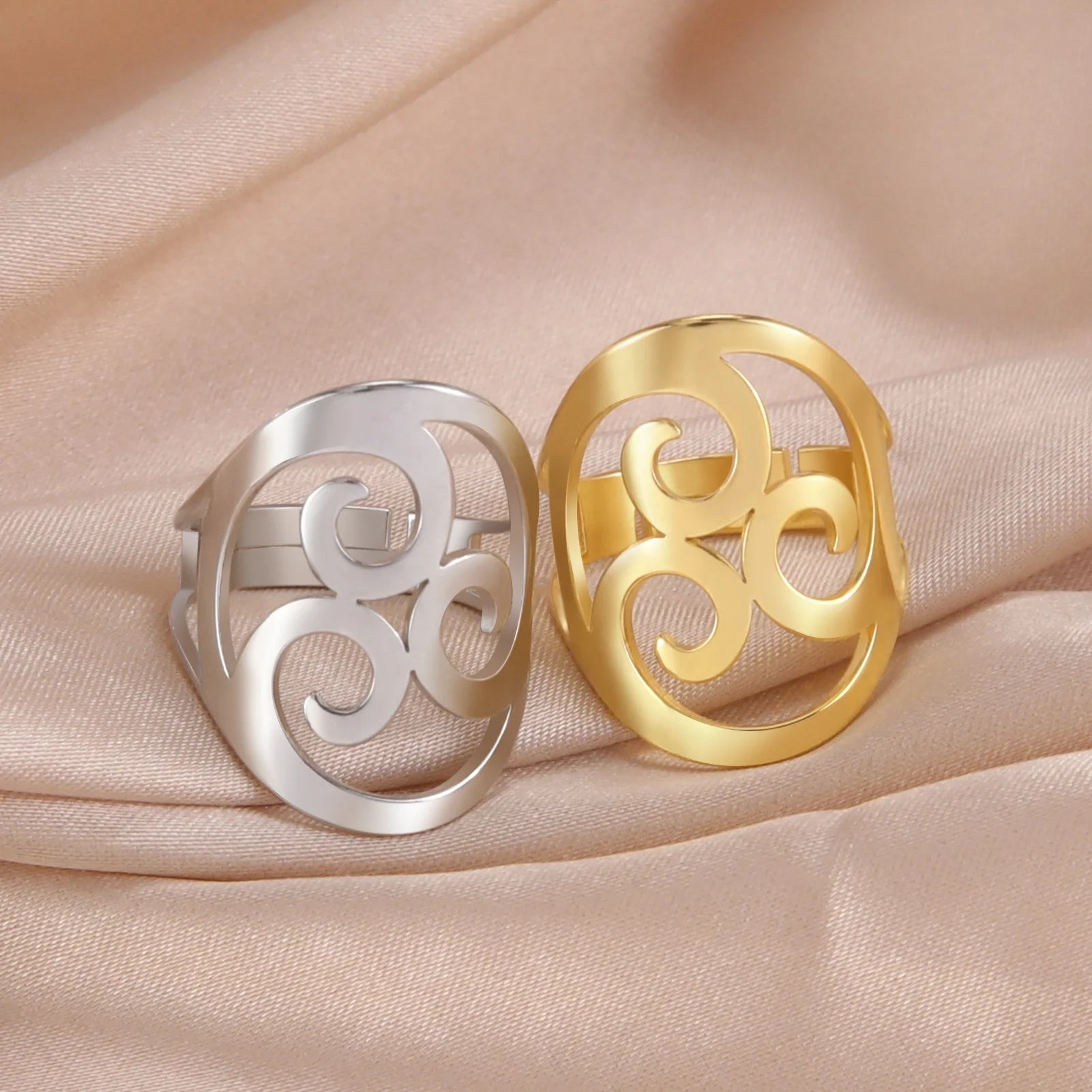 Celtics Triple Spiral Triskelion Ring for Men Women Triskele Symbol Irish Amulet Stainless Steel Jewelry