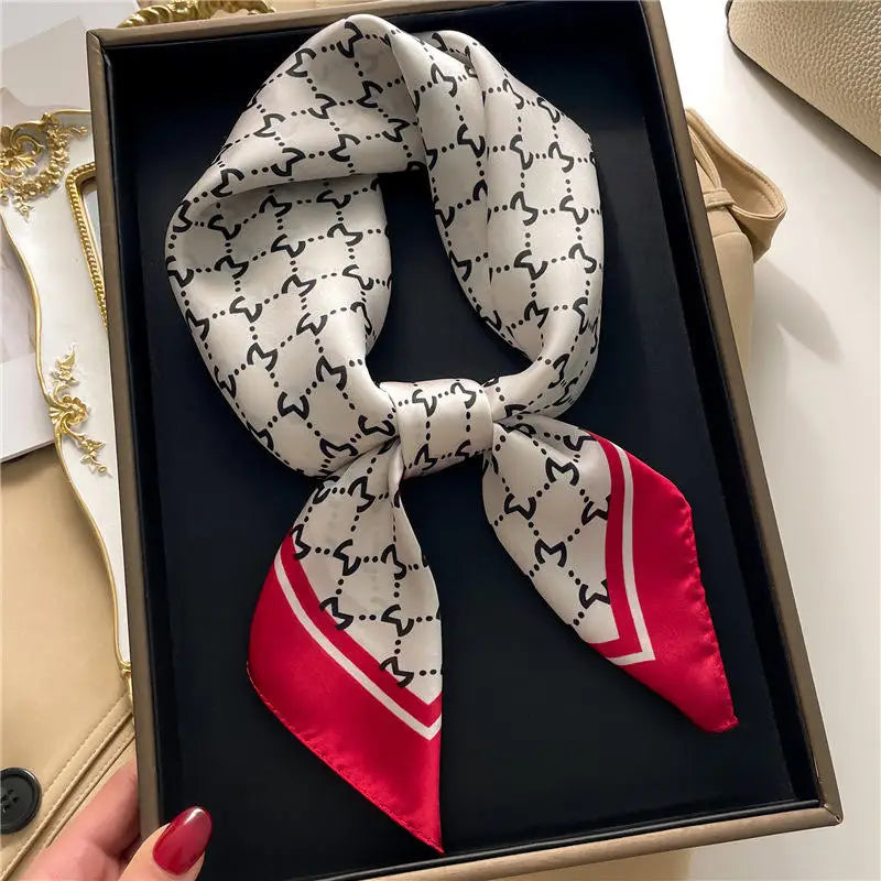 2024 Newest Fashion Brand 70*70 cm Silk Tudung square Scarf Women Luxury Designer Printed Silk Neck Scarf Hair Bandana Kerchi