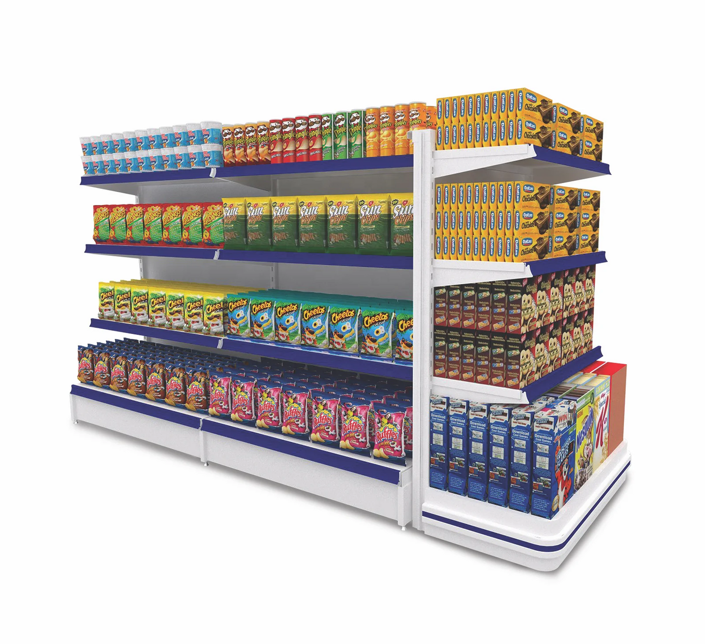 KEWAY Gondola Double -Sides Display Shelving Metal Wood Display Racks Shelves for Supermarket Shop Retail Store Display Shelf