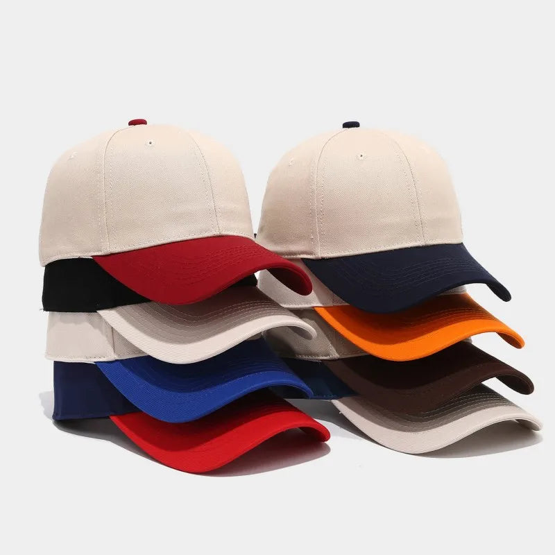 Factory Price Low MOQ 6 Panel Unisex Plain Baseball Hats Cotton Fabric Adjustable Size Two Tone Curved Brim Baseball Cap