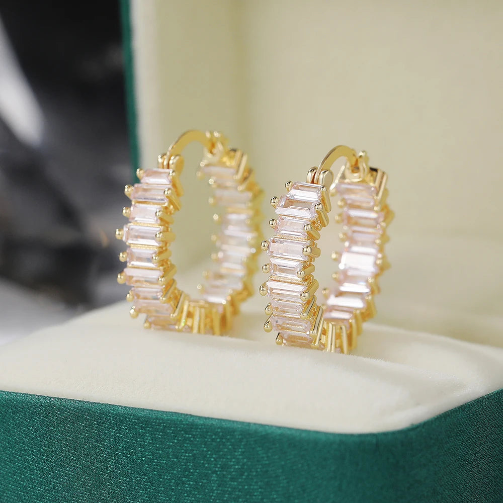 CAOSHI High-quality Silver Color/Gold Color Earrings Women Wedding Party Hoop Earring Versatile Luxury Cubic Zirconia Jewelry