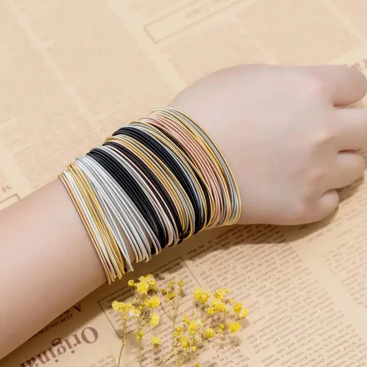 Hengsheng Fashion Simple Hot Selling   304 Stainless Steel  Spring Bracelet  Guitar String Spring Bracelet