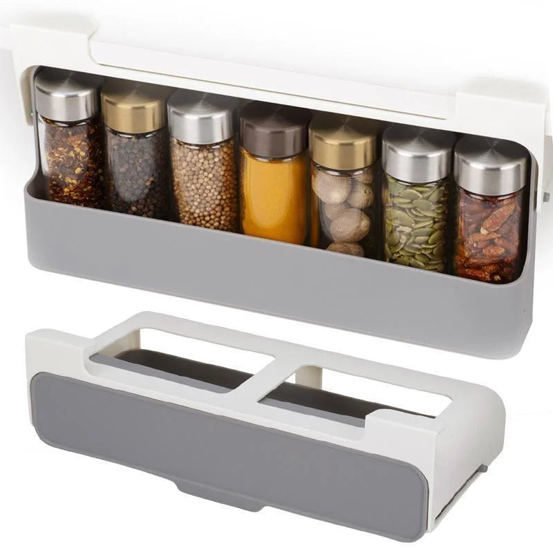 Space-Saving Pull Out Drawer for Kitchen Cabinet Under-shelf Spice Organizer for Efficient Storage of Storage Bottles & Jars