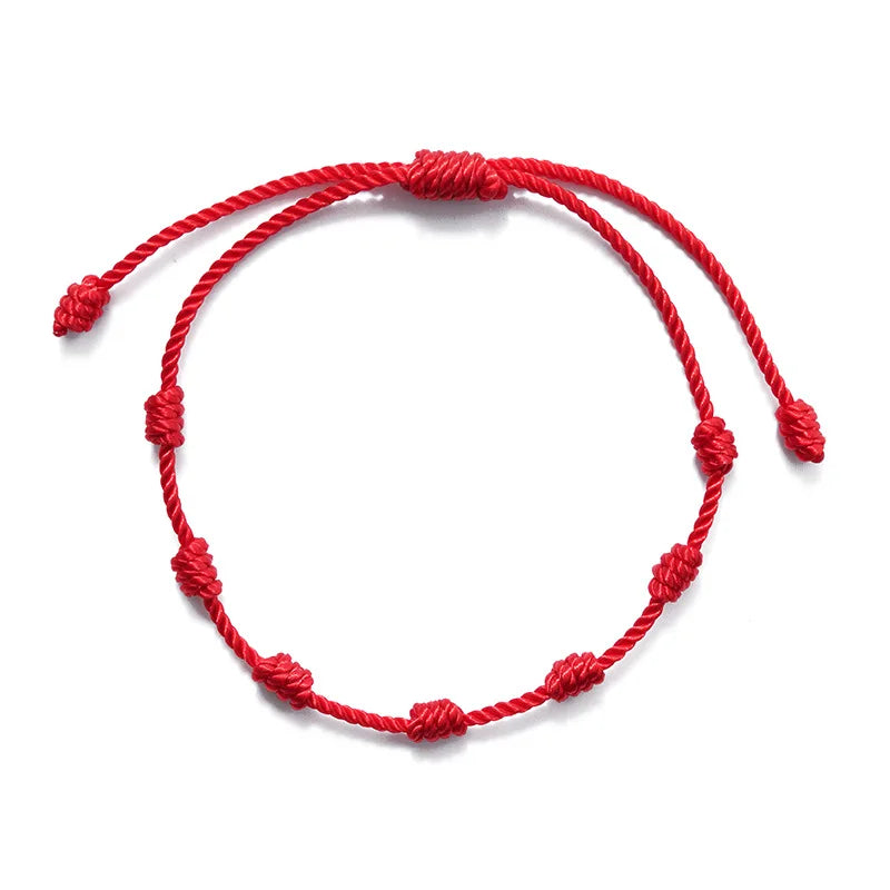 7 Knots Red String Bracelets for Protection Good Luck Amulet for Success Prosperity Handmade Rope Bracelets Lucky Charm Bangl
