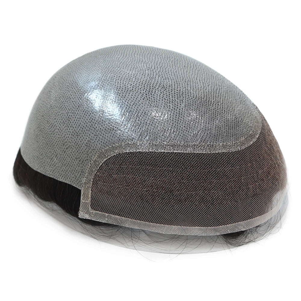 Omnilace-French Lace Front With Polyskin Human Hair Toupee for Men