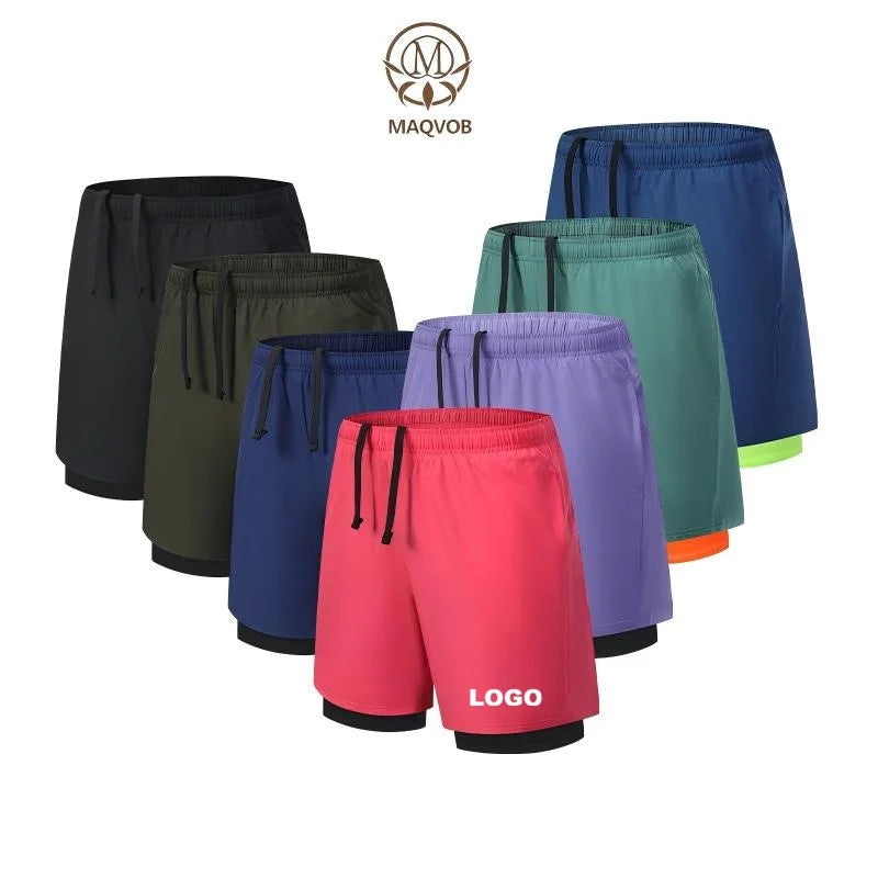 MAQVOB EU US Size Mens Athletic Shorts High Quality Fitness Sports Running Men Compression Shorts Workout 2 in 1 Gym Shorts