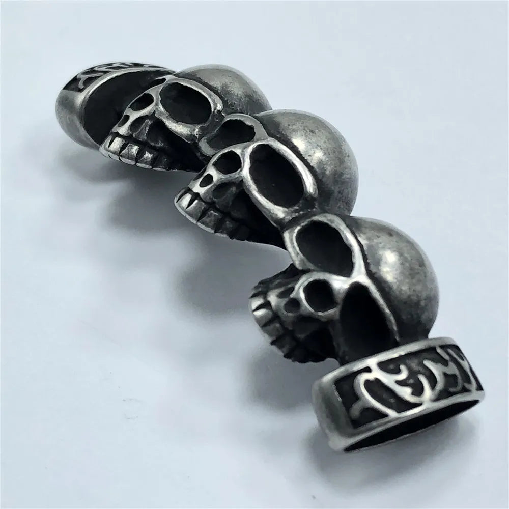 BXNK017 Wholesale Trendy Punk Stainless Steel Vintage Multi Skull Head Clasp for Men's Bracelet