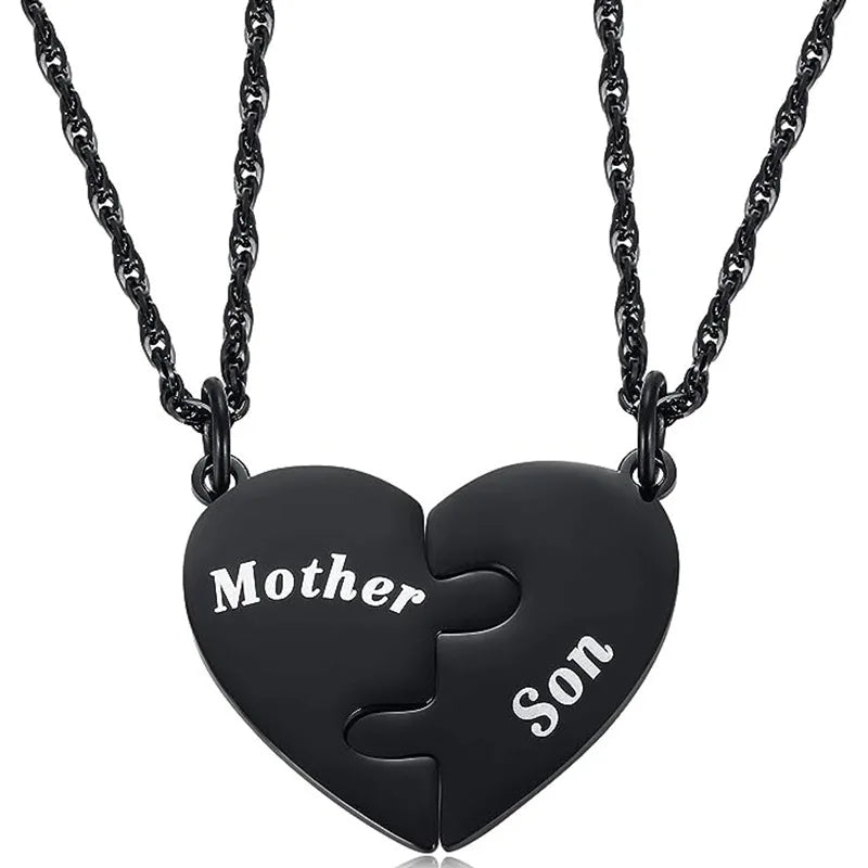 New Arrival Mother and Son Heart Puzzle Necklace with Two Gold Accessories Special Gifts Souvenir Jewelry As Mother's Day Gif