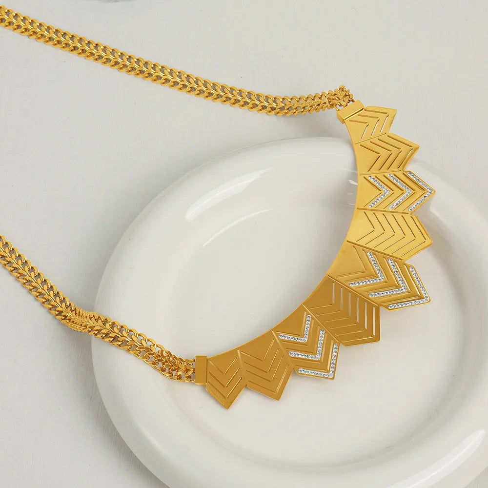 2024 New Arrival 18k Gold Plated 316l Stainless Steel Exaggerated Large Necklace Jewelry Tarnish Free Necklace for Women