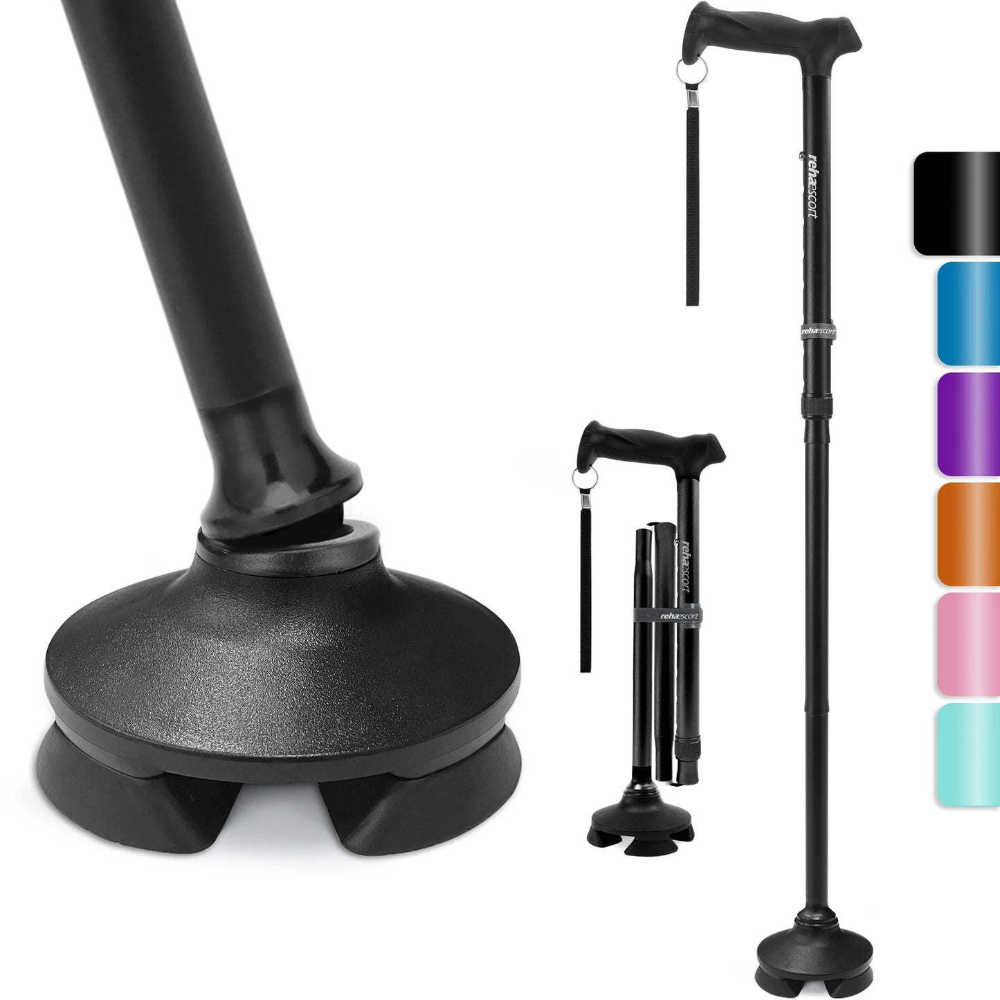 Rehaescort Adjustable Lightweight Telescopic Non-slip Aluminum Collapsible Foldable Multi-Use Walking Cane with Custom