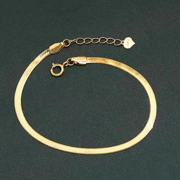 Hot Selling Genuine Gold 18k Real Gold 2.5mm Herribone Snake Bracelet Gold Jewelry Wholesale