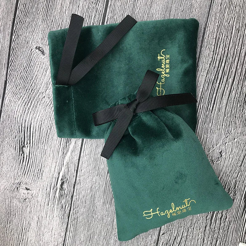 YANYI Green Microfiber Dutch Suede Leather Holland Flannel Velvet Drawstring Customizable Jewellery Packaging Pouch
