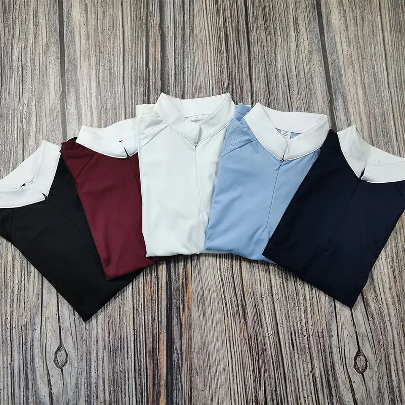 New Stand Collar Half Zipper Women Equestrian Riding Shirts Long Sleeve Riding Tops Base Layer Skin-friendly Breathable Shirt