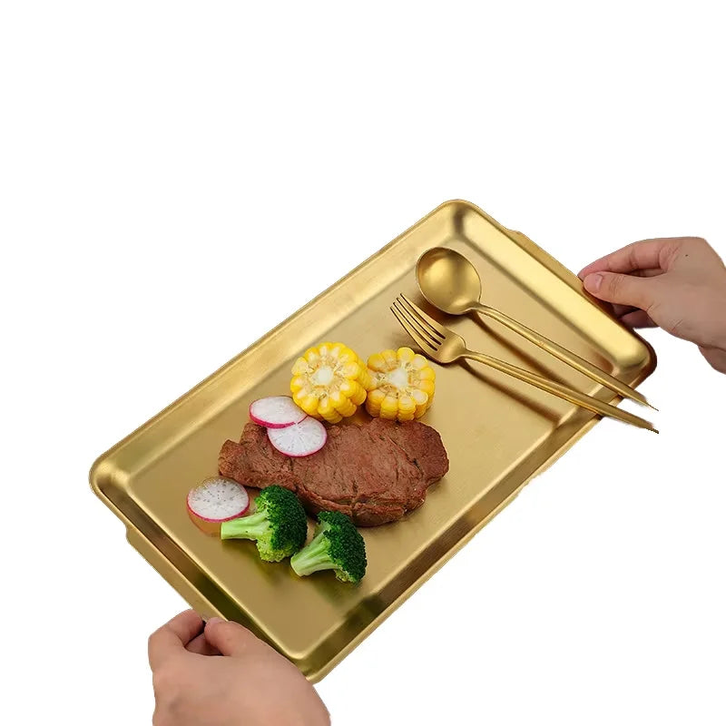 New Arrival Multiple Specifications Gold Plate Serving Dishes Fruit Plate Kitchen Tray Kitchen Dish Food Trays Dishes & Plate