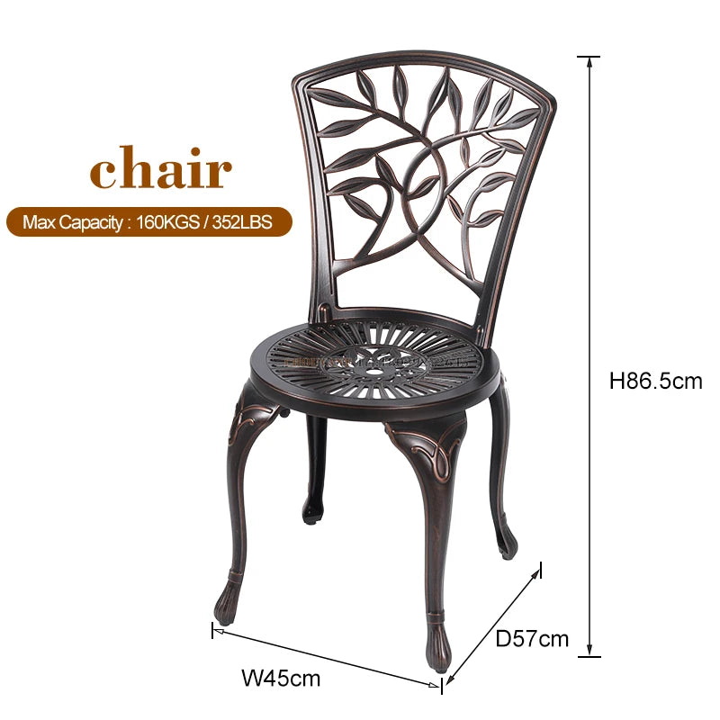 Modern Detachable Cast Aluminum Outdoor Dining Furniture for Villa and Courtyard Use Including Tables and Chairs