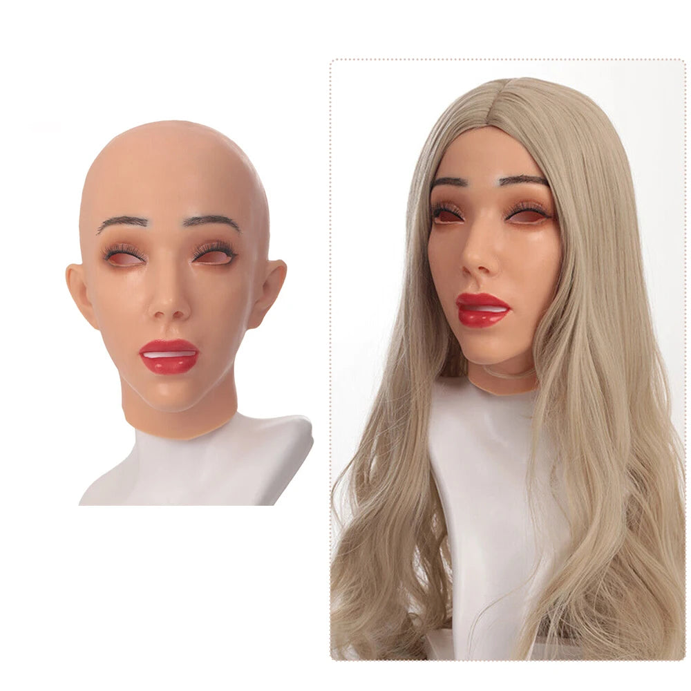 Silicone Head Cover Breastform Crossdresser Cosplay Beauty Mask Collection Realistic Silicone Mask Male to Female Full Head M