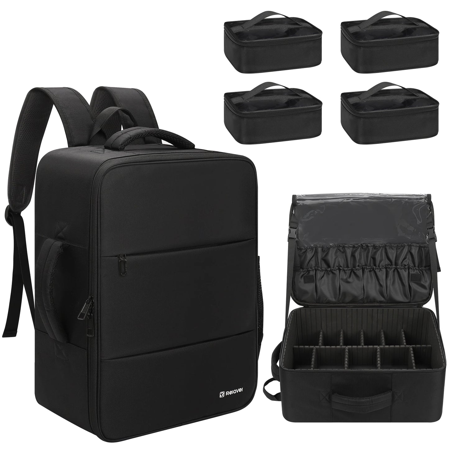 Relavel Professional Large Makeup Artist Bag Travel Makeup Organizer Backpack Cosmetic Makeup Storage Bag Case
