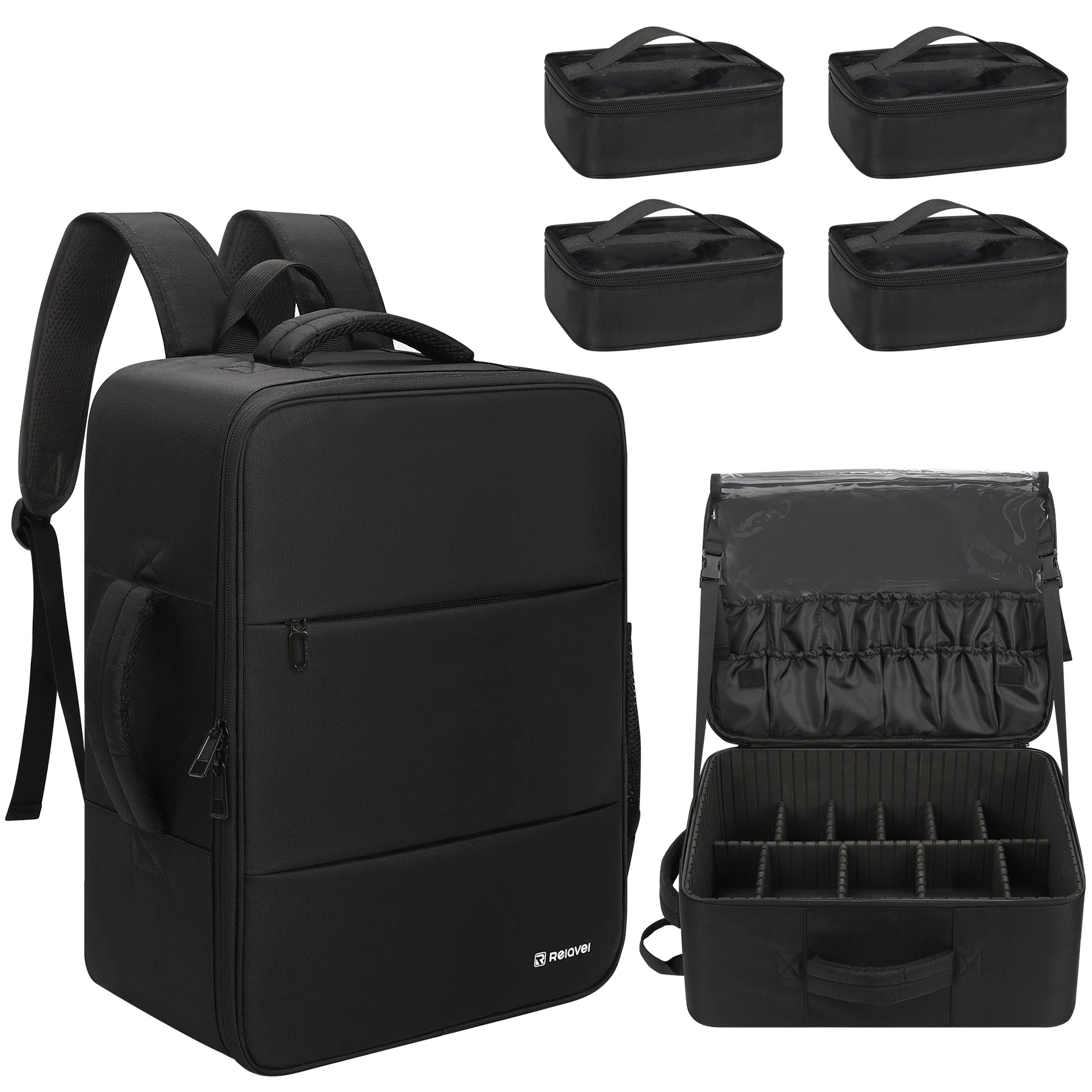 Relavel Professional Large Makeup Artist Bag Travel Makeup Organizer Backpack Cosmetic Makeup Storage Bag Case