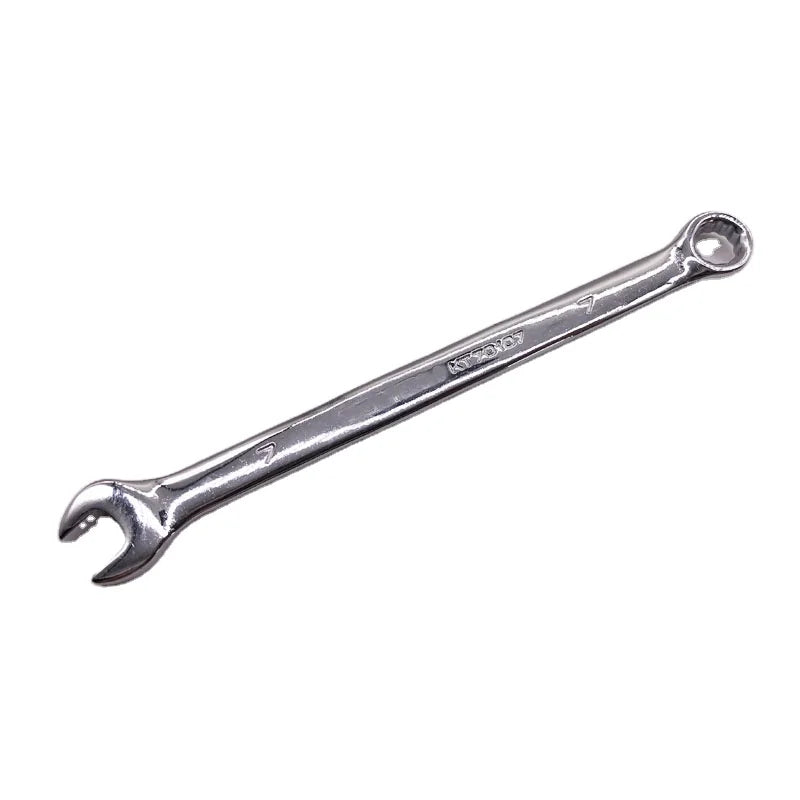 Simei No.121007 7mm DIY Grade Combination Wrench Ring Spanner CR-V Steel Metric Mirror Chrome Plated 12cm Length 300lb-ft Max