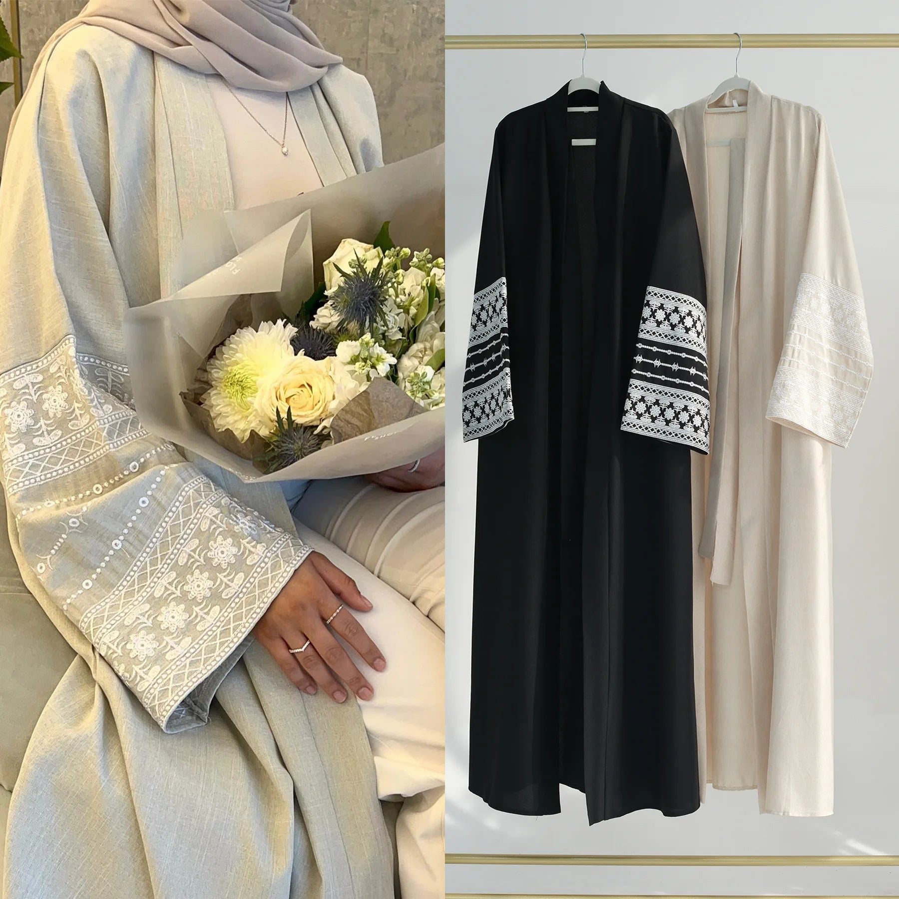 Abaya Frauen Muslimisches Kleid Dubai Embroidered Elegant Cardigan Robe Women Modest Abaya Muslim Dress for Ladies