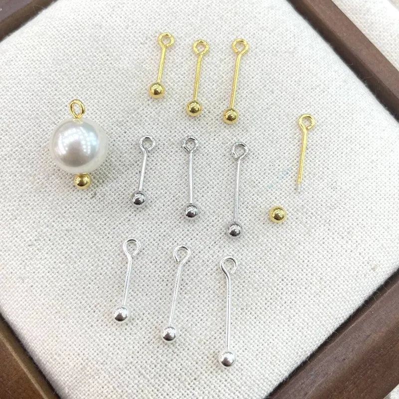 S925 Sterling Silver Screw Buckle Needle DIY Necklace Pearl Bead Pendant