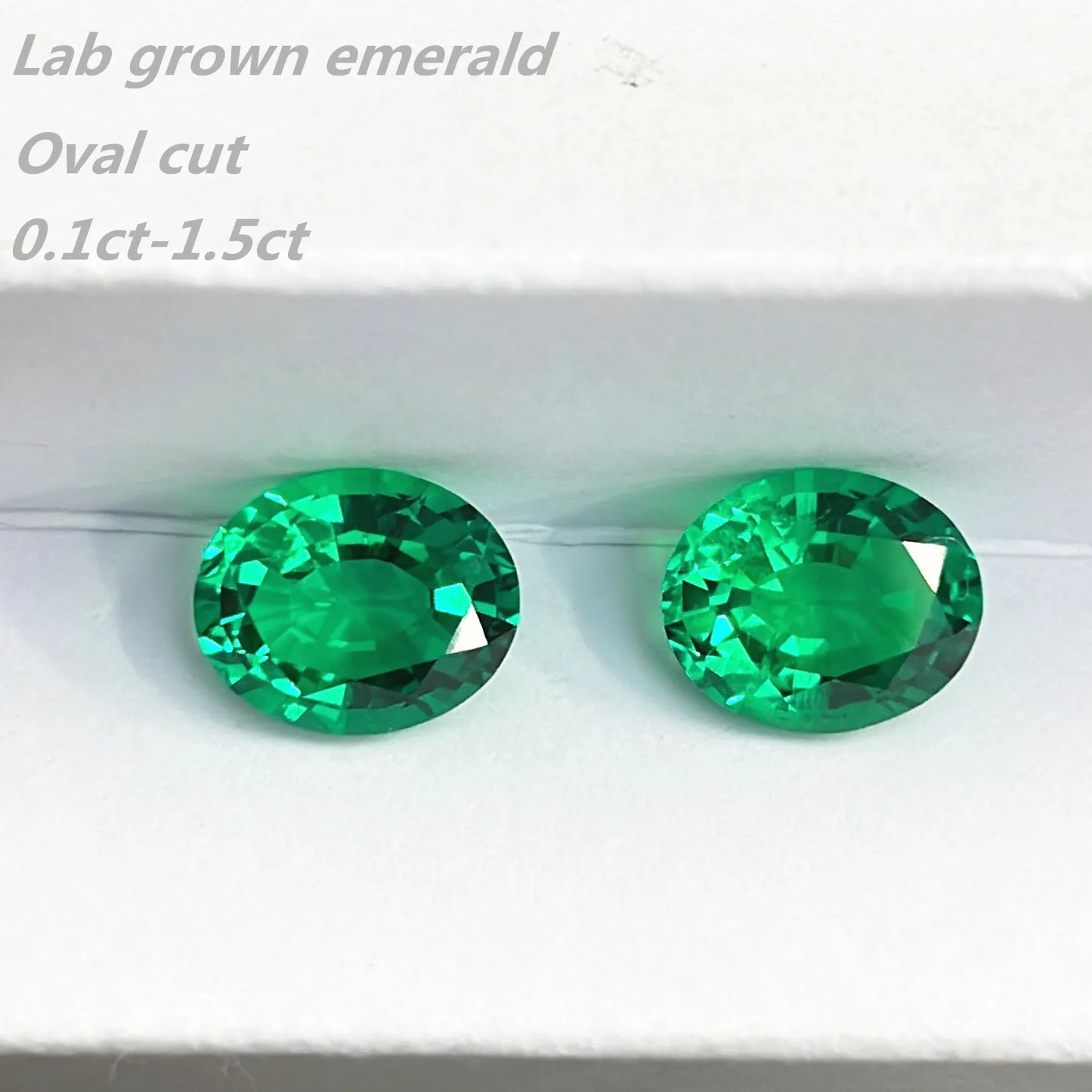 Oval Cut Lab Grown Gemstones Lab Emerald 3x4-6x10 0.1ct-1.5ct Size Synthetic Columbia Color on Sale
