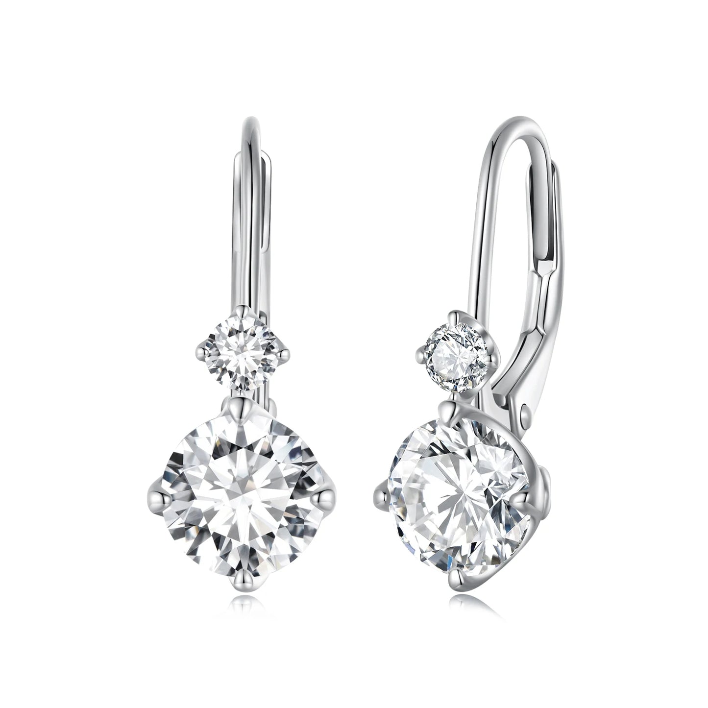 Factory Wholesale 925 Sterling Silver 1 Carat Moissanite Earrings for Women Simple Atmosphere High End Four Claw Earrings
