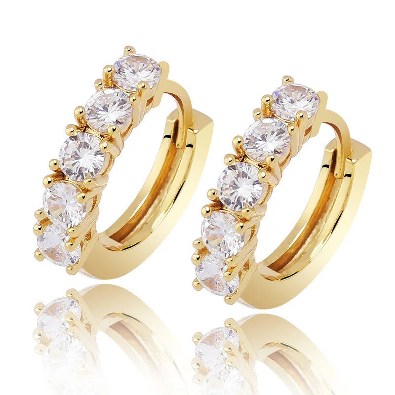Zircon Single Row Hip Hop Male and Female Couple Earrings European and American Pop Hipster Personality Earrings