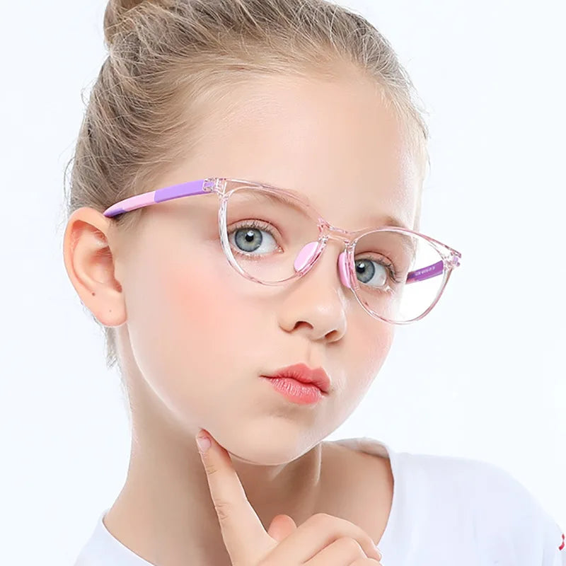 Hot Sale Oval Style TR90 Material Blue Light Blocking Computer Gaming Eyeglasses Frames for Boys and Girls
